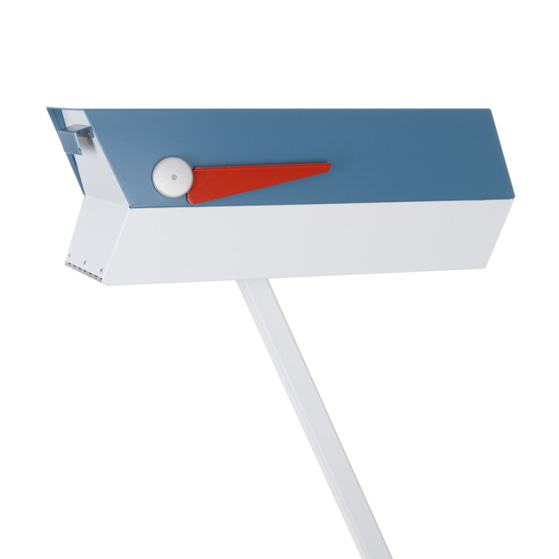 Boîte aux lettres Mid-Century, Bleu satiné / blanc