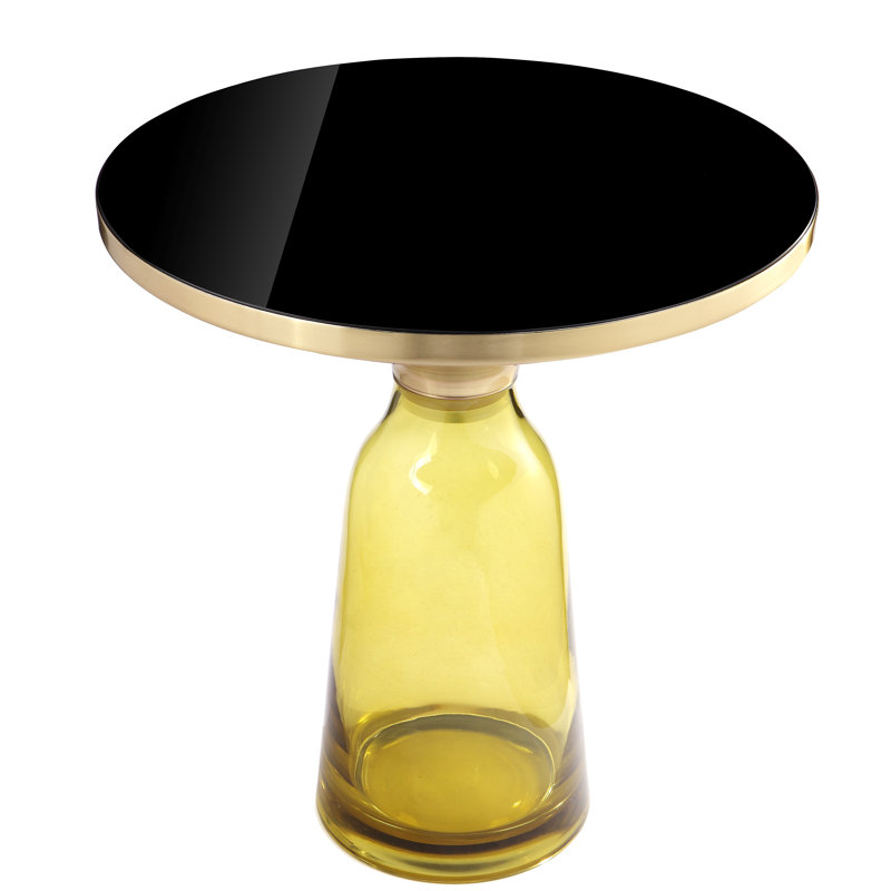 Belinda Side Table Gray Glass, Yellow