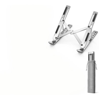 Laptop Stand, Laptop Holder Riser Computer Tablet Stand, 6 Angles Adjustable Aluminum Ergonomic Foldable Portable Desktop Holder, Silver
