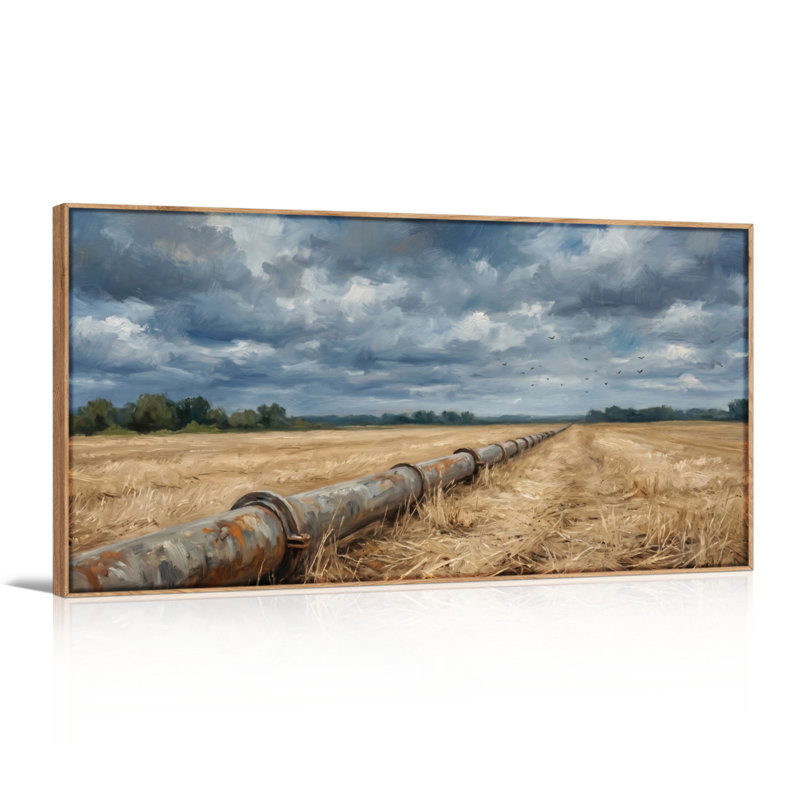 Ensemble de 1 tableau sur toile « Tuyau rouillé », 40“W x 20”H, Naturel