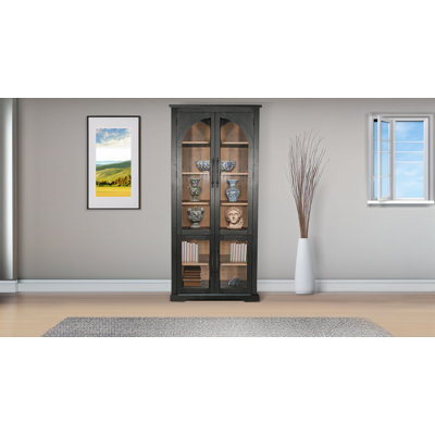  Elena Tall Wood Cabinet with Arched Glass Doors