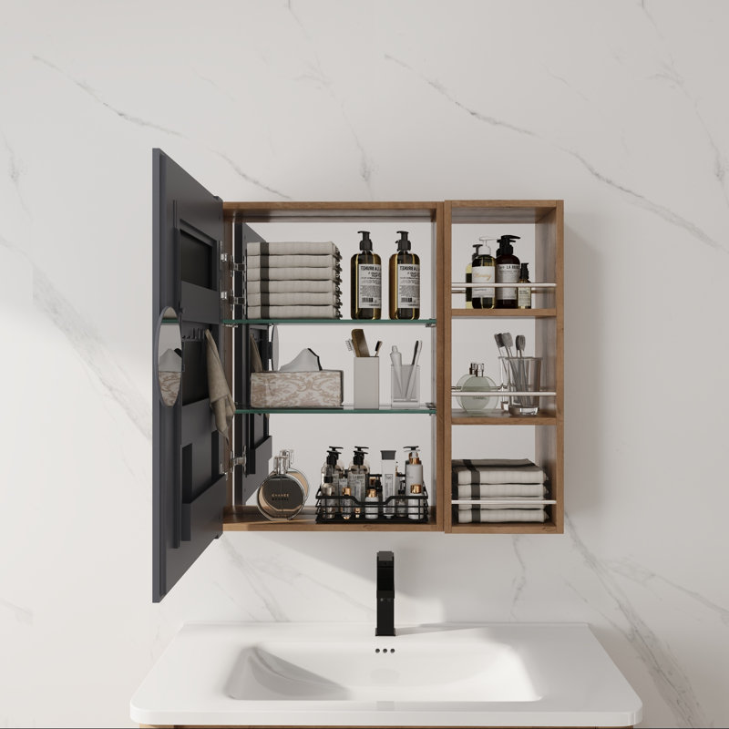 Armoire à pharmacie murale 29,63 po avec rangement, armoire à pharmacie murale avec porte miroir