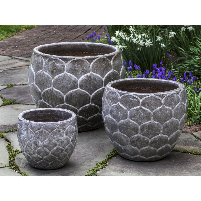 Ensemble de pots à fleurs en terre cuite 3 pièces Pina, Singe des neiges