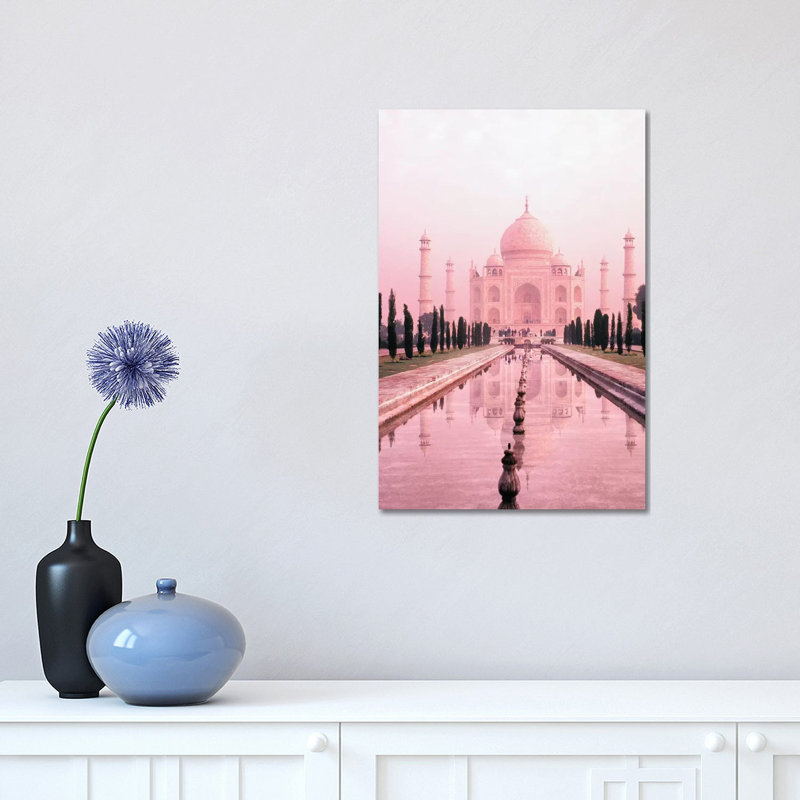 Taj Mahal in Pink Light 1 Piece Wall Art on Canvas, 45.72cm H x 30.48cm W x 1.91cm D, Wrapped Canvas