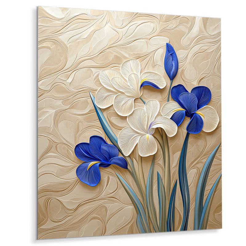 Creamy Iris Symphony Garden II - Irises Metal Wall Decor, Traditional Metal Print, 20" H x 12" W x 0.84" D