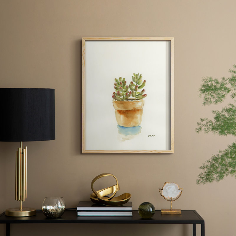 Succulent III Framed Print - Solid Wood, Natural, 11" H x 9" W