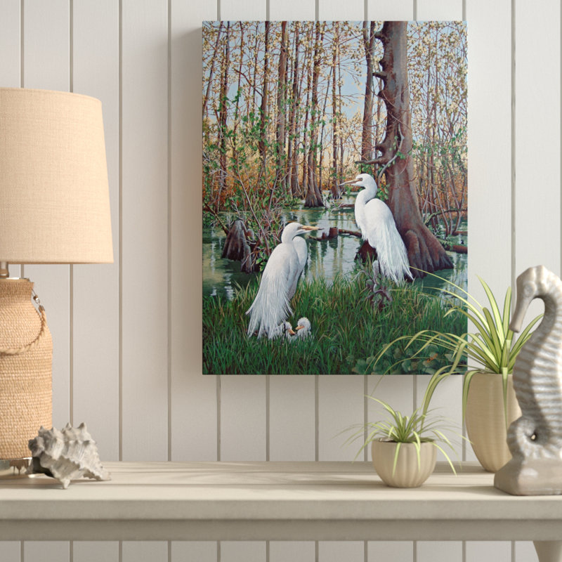 «Snowy White Egret Nesting» par Carol J Rupp, reproduction sur toile, H 24 po x l 18 po x P 2 po