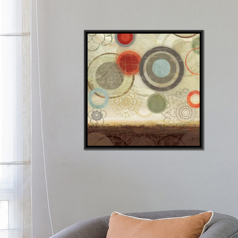 « cercles ii », impression sur toile, H 18 po x l 18 po x P 1,5 po, Toile avec cadre noir, Pas de tapis