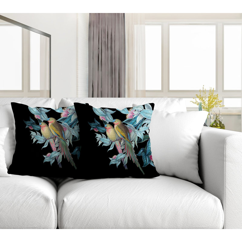 Housse et insert de coussin carré intérieur / extérieur Padmini, L 15 po x H 15 po, Noir