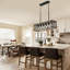 Éclairage pour îlot de cuisine Farmhouse, lustre rustique avec finition grain de bois, luminaire réglable à 6 lumières pour la salle à manger, la cuisine et le bar