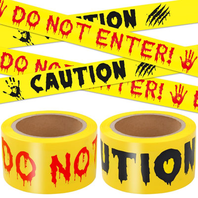2Pcs Halloween Decorations Caution Tape 2In x 164Ft, Blood Color DO NOT ENTER and Black CAUTION Tape, Halloween Outdoor Decor DIY Tape Scary Warning for Indoor & Outside, Party Supplies, Danger Zones