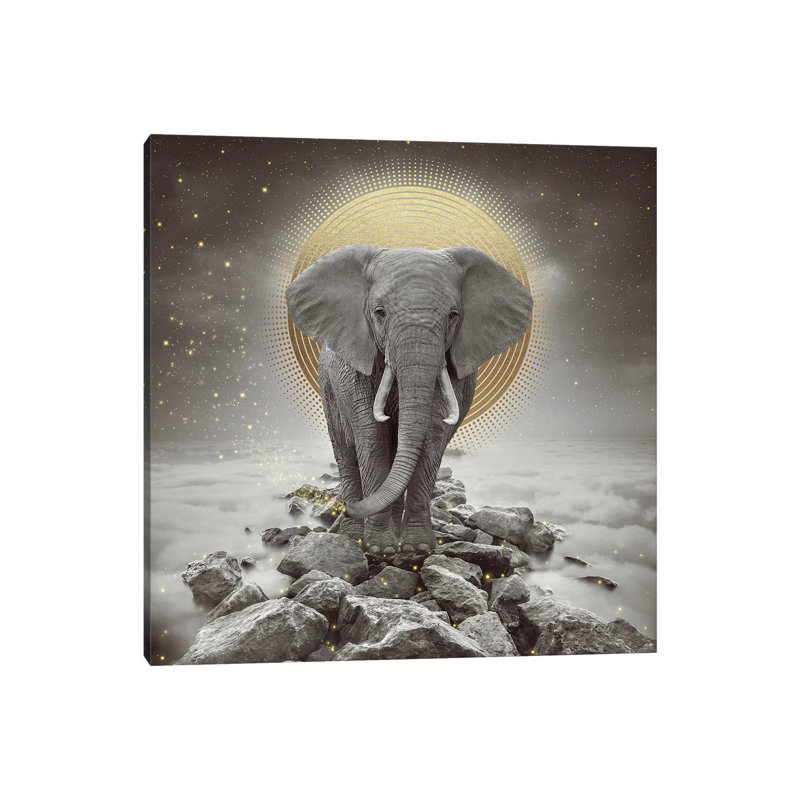 Elephant - On Rocks Stay Gold by Soaring Anchor Designs - Wrapped Canvas Gallery-Wrapped Canvas Giclée