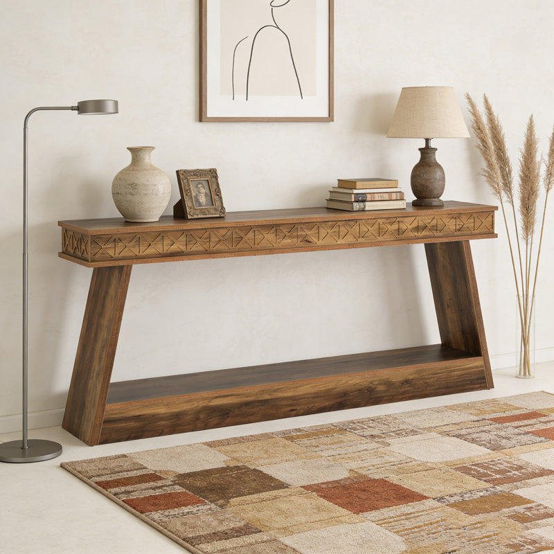 Farmhouse Sofa Table Console Table Entryway Table with Storage, Brown