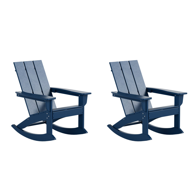 Joubert Plastic Outdoor Adirondack Chair Set, Navy Blue