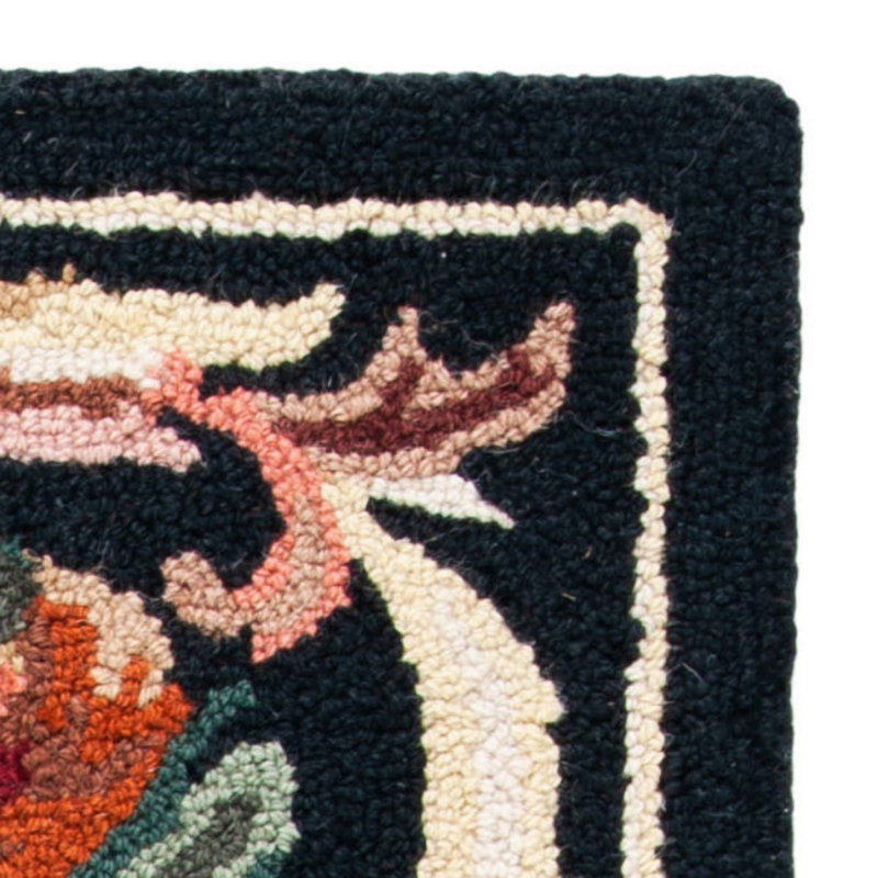 Kinchen Hand Hooked Wool Floral Rug, Runner 2'6" x 6'