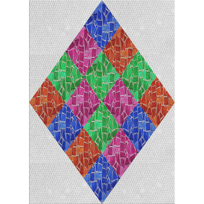 Tapis géométrique brun / bleu / rose