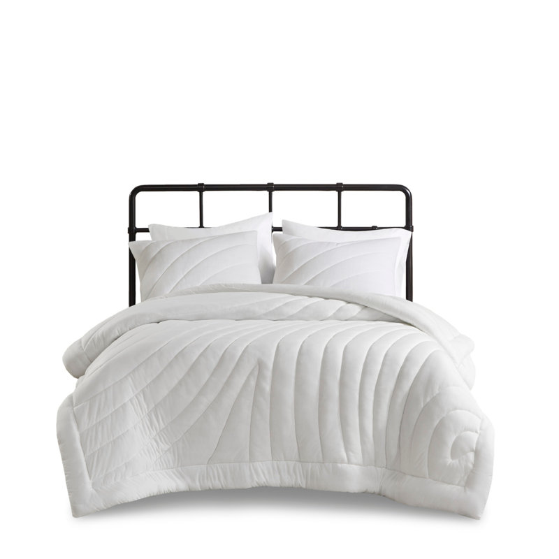 Ensemble d'édredon 3 pièces, Édredon très grand + 2 taies décoratives, Blanc