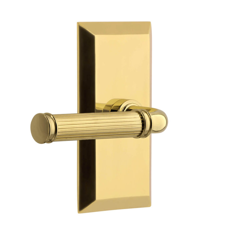Fifth Avenue Door Lever, Vintage Brass, Universal/Reversible, Double Dummy