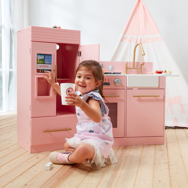 Teamson Kids Little Chef Charlotte Play Kitchen & Refrigerator Set, Pink