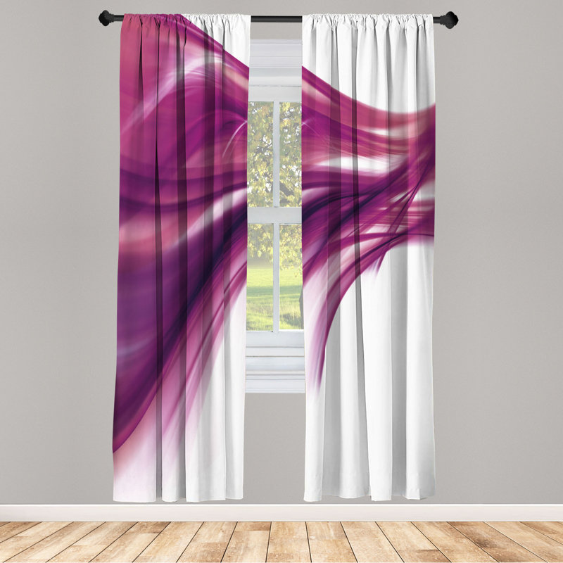Microfiber Floral Semi-Sheer Rod Pocket Curtain Panels, 28" W x 84" L, Dark Purple