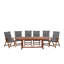 Brodbeck 6 - Person Acacia Solid Wood Patio Dining Set Extendable and Umbrella Hole Included Rectangular Table with Cushions Included