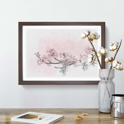 Pink Cherry Blossom in Abstract - Picture Frame Graphic Art Print