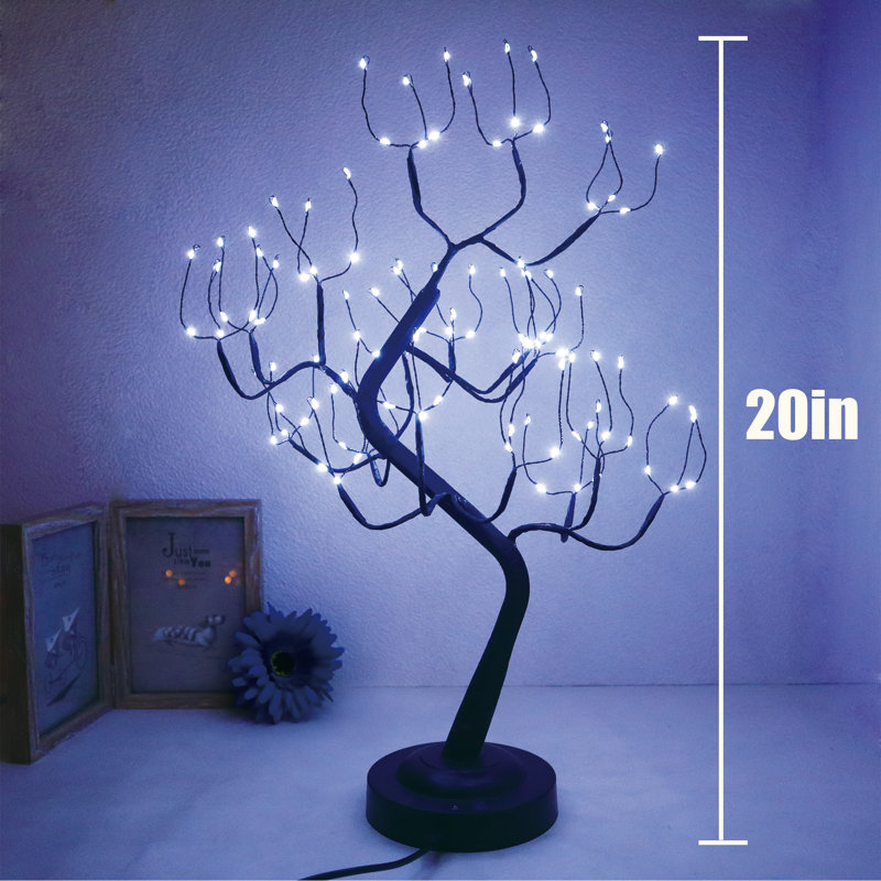 108 Led Tabletop Tree Light Led Desk Lamp Artificial Tree For Home Office Decorative Branches For Party Halloween Holiday Battery USB Operated Bonsai With Timer(Cool White)