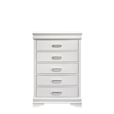 Commode moderne 5 tiroirs en bois blanc