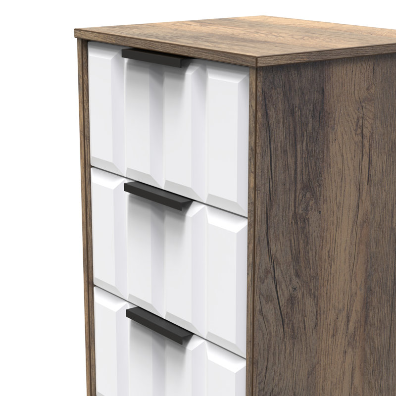 Arnesto Bedside Table, White Matt/Vintage Oak