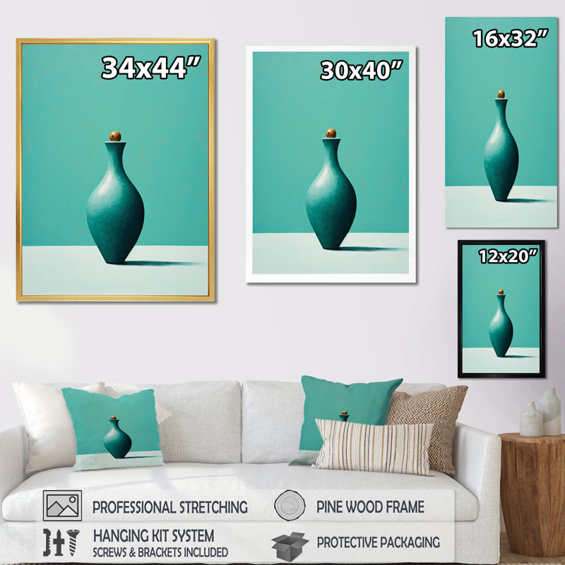 Tenpin turquoise sur toile, H 44 po x l 34 po x P 1,5 po, Toile tendue