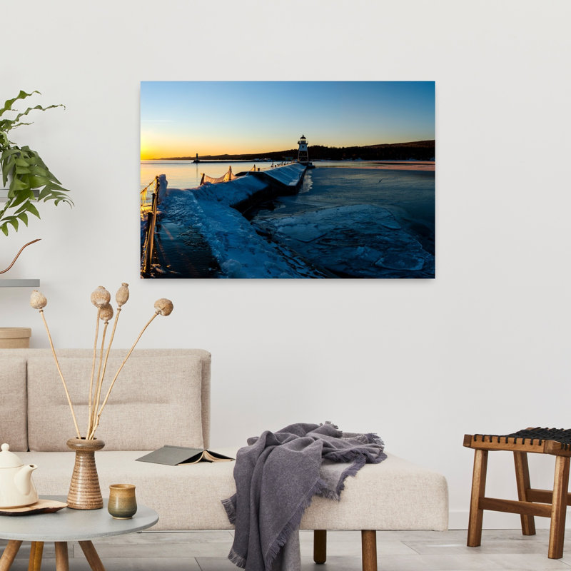 Sunset Grand Marais Harbor Grand Marais Minnesota USA 1 Piece Wrapped Canvas Wall Art, 60.96 cm H x 91.44 cm W