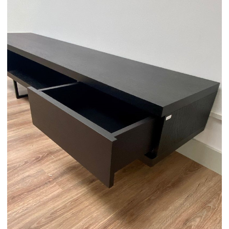 Larned Unfinished TV Stand for TVs up to 70", Black