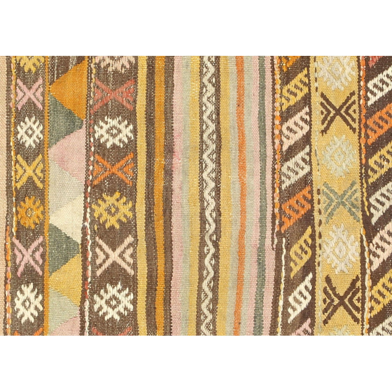 One-of-a-Kind Hand-Knotted 1960s 3'11" x 5'4" Wool Area Rug in Yellow/Brown