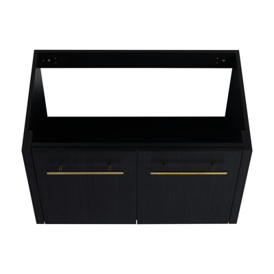 30 Inch Bathroom Wall Mounted Vanity - Black Chestnut, Elegant Appearance With Soft-close Door And Plentiful Storage Modern Mounted, Chestnut Finish Abundant
