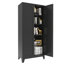 Armoire de rangement 71 po à 2 portes galbées, armoire de rangement en métal avec portes et tablettes réglables, pour chambre à coucher, salon, cuisine (noir)