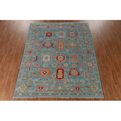 Tapis de salon turquoise Oushak 8 x 10