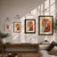 Fox in Circle Modern - Framed Print-684100883-684100884