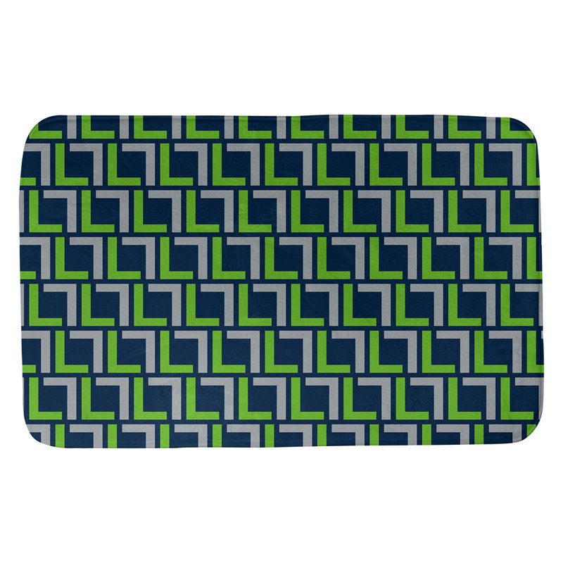 Tapis pour salle de bain Baltimore, l 17 po x L 24 po, Bleu marine collège / vert action / gris loup