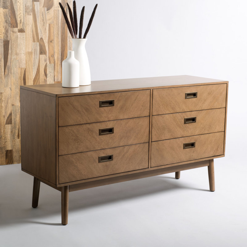 Commode double 6 tiroirs l 56 po, Blé