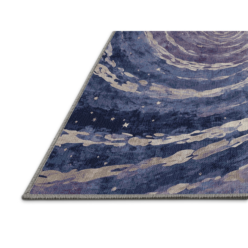 Machine Washable Purple Area Rug, Rectangle 7' x 9'