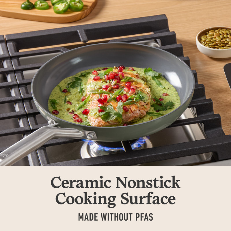 Silver Ash Ceramic Nonstick Aluminum Fry Pan Set, 2-Piece