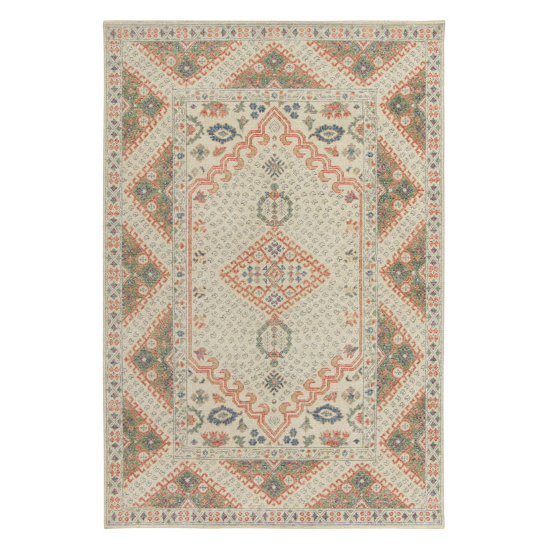Distressed Homage Hand Knotted Wool Geometric Area Rug, Rectangle 5' x 7'