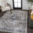 Alacati Ogee Medallion Machine-Washable Dark Gray/Light Gray Rug-1649098144