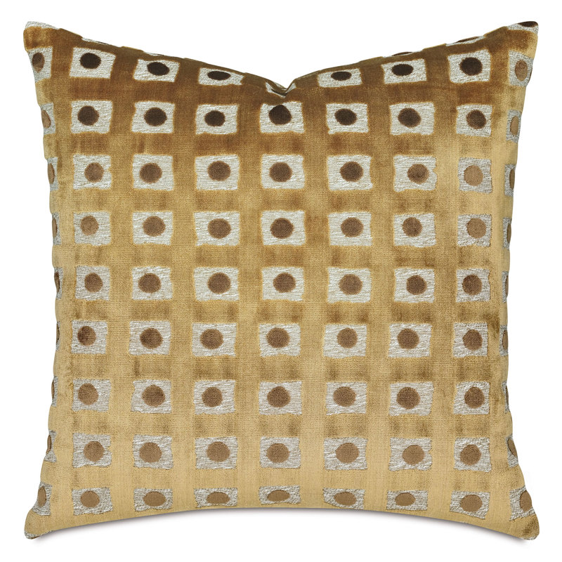 Salvatore Domino Decorative Pillow In Gold, Gold/Silver, Square 24"