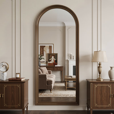 Retro-style arched full-length mirror