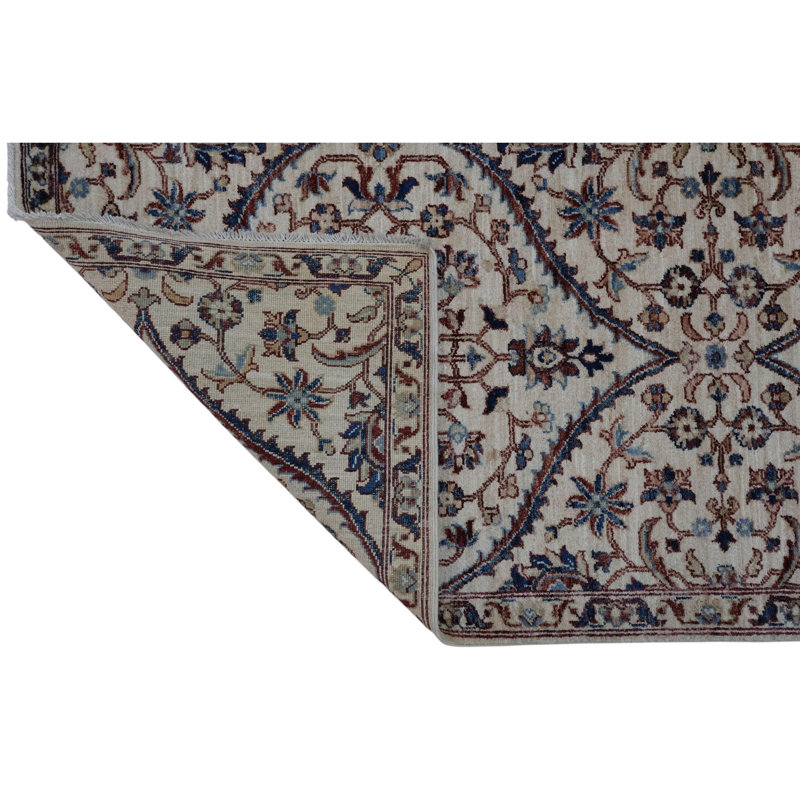 Hand Knotted Wool Area Rug in Beige