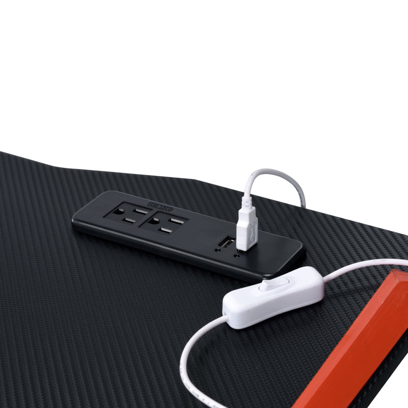 Dragi Gaming Table with USB Port in Black and Red