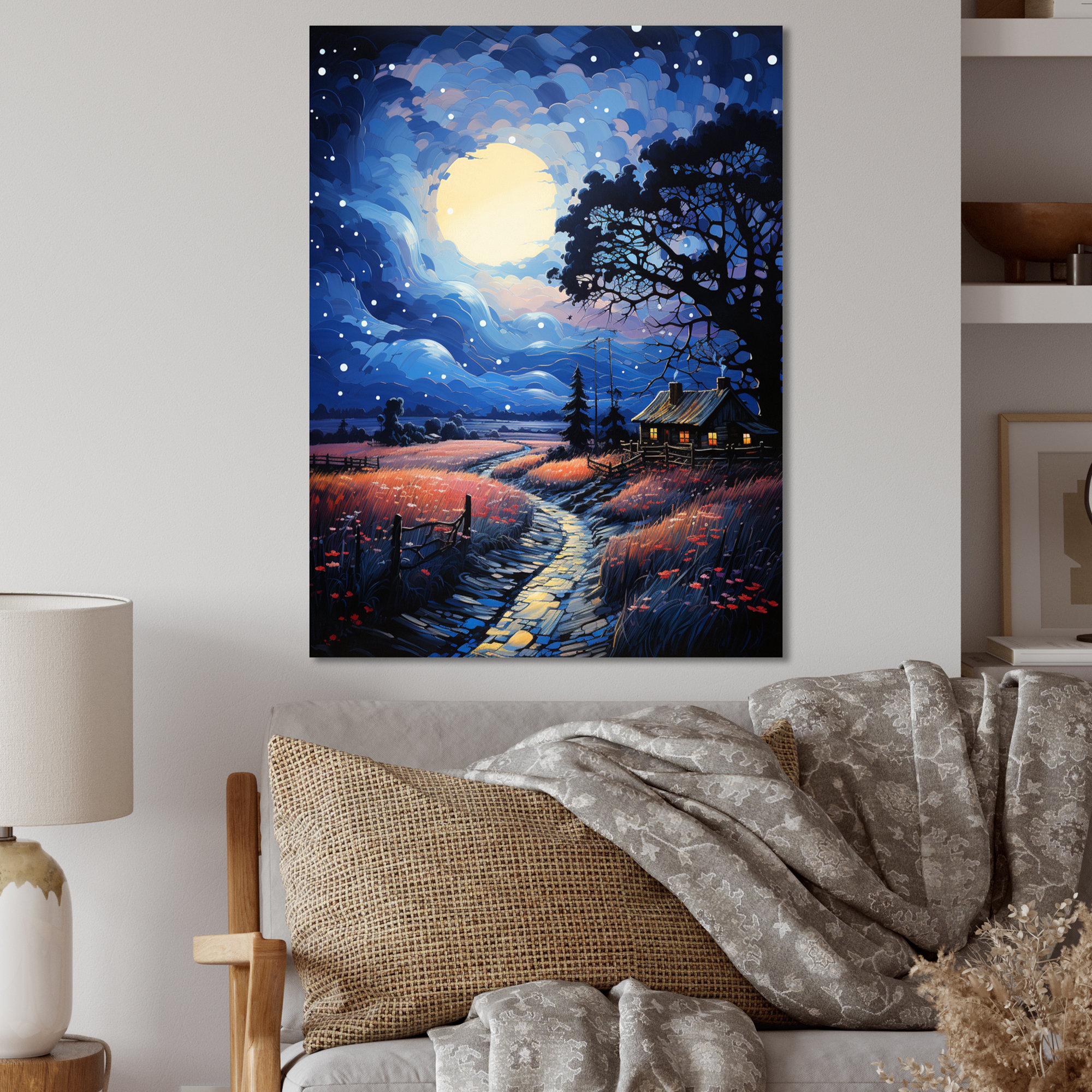 Winston Porter Landscape Barn by Moonlight I - Cityscapes Metal Wall ...