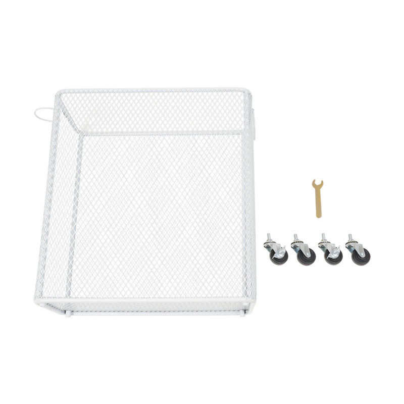 Mesh Hamper Laundry Basket Cart With Wheels, White