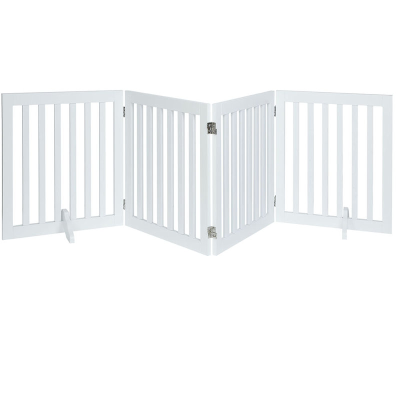 Wood Free Standing Pet Gate, 60.96cm H x 203.2cm W x 1.8cm D , White